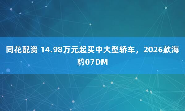 同花配资 14.98万元起买中大型轿车，2026款海豹07DM